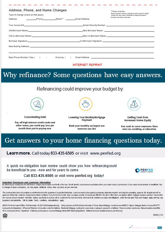 USA Pentagon Federal Credit Union mortgage statement in Word and PDF formats, 3 pages 3